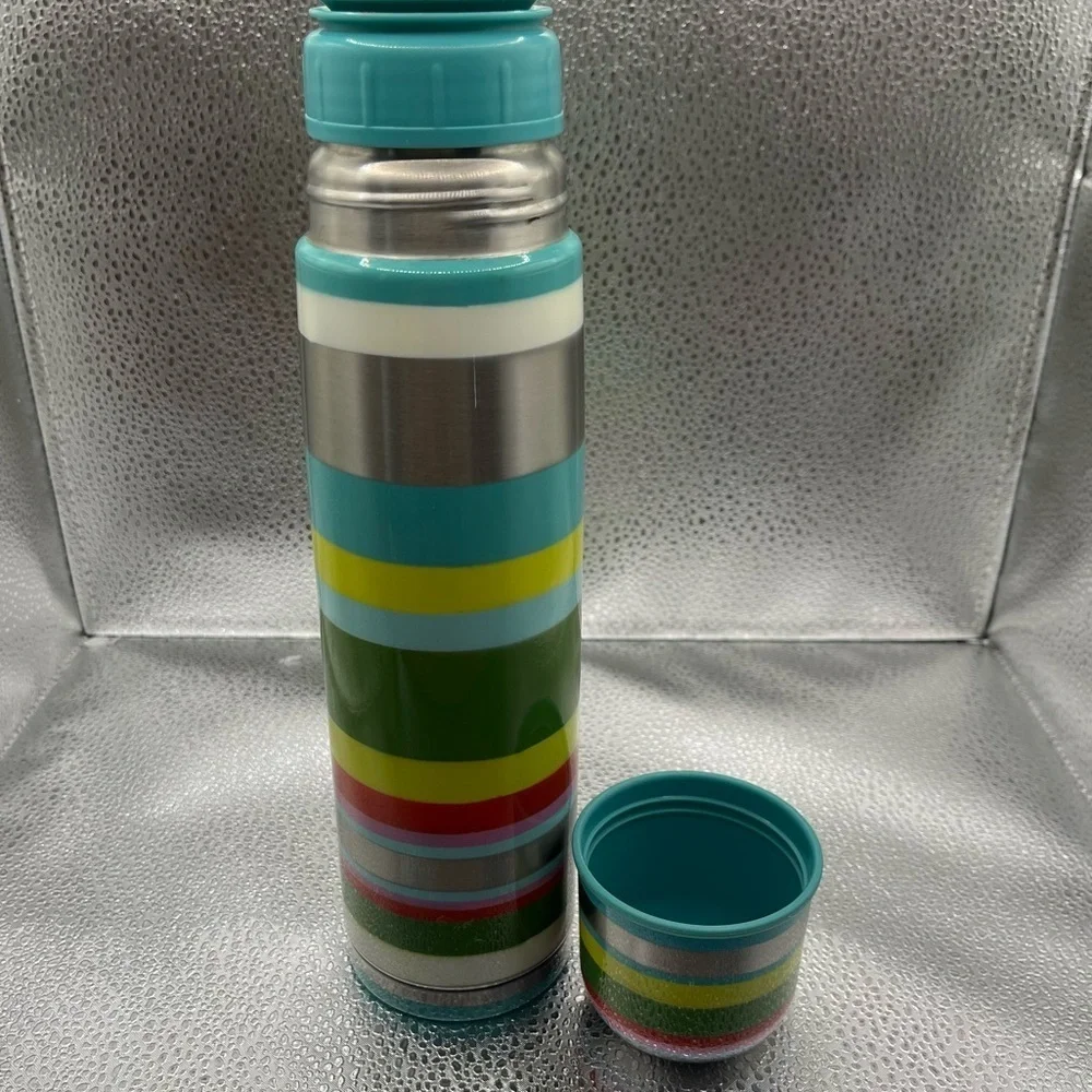 Starbucks 2005 Pylones Striped Thermos Collectible Stainless Steel Bottle 17 oz